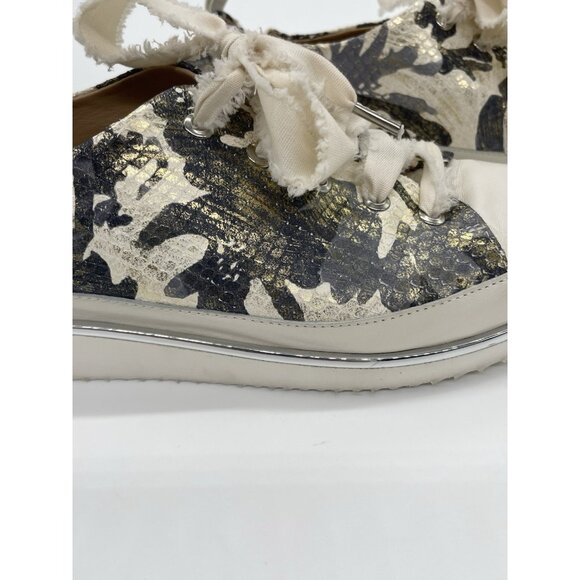 RON WHITE Novella Metallic Platform  Sneakers 41 US 9.5 Snakeskin Shoes Casual - Picture 2 of 7